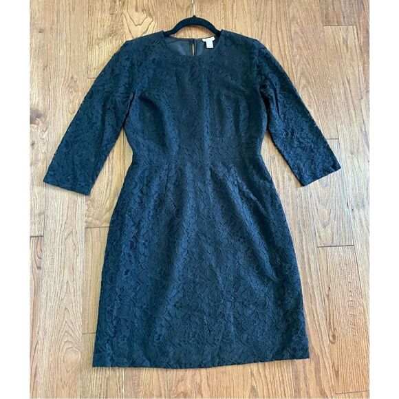 J.crew black lace crewneck dress size 6 - Picture 8 of 11